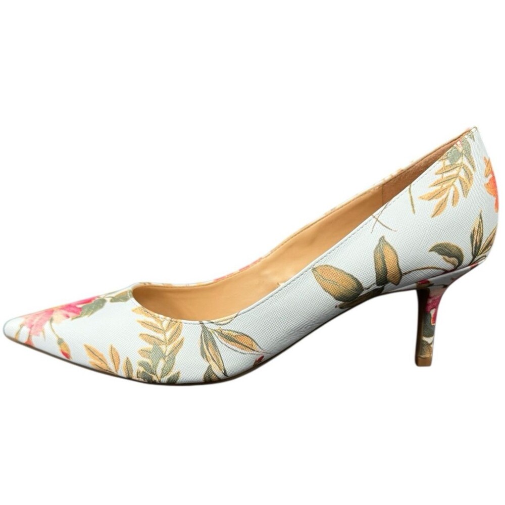 Marc Fisher Size 11 Shoes Pumps Heels Blue Floral Pointed Toe Textured 2.5” New